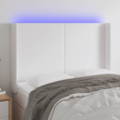 LED горна табла за легло, бяла, 147x16x118/128 см