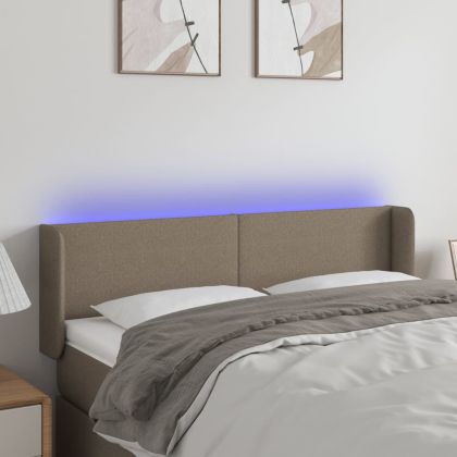 LED горна табла за легло, таупе, 147x16x78/88 см, плат