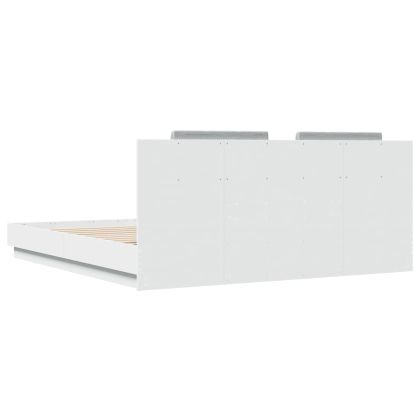 Рамка за легло с табла, бяла, 180x200 см, инженерно дърво