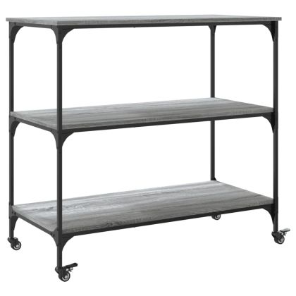 Кухненска количка, сив сонома, 102x50x95 см, инженерно дърво