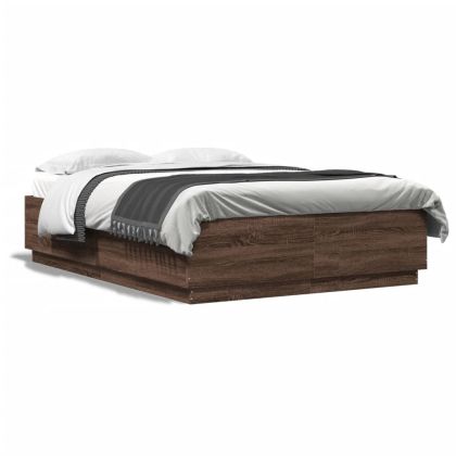 Рамка за легло, кафяв дъб, 140x200 см, инженерно дърво