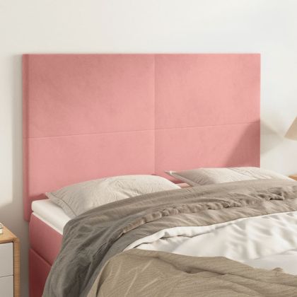 Горни табли за легло, 4 бр, розова , 72x5x78/88 см, кадифе