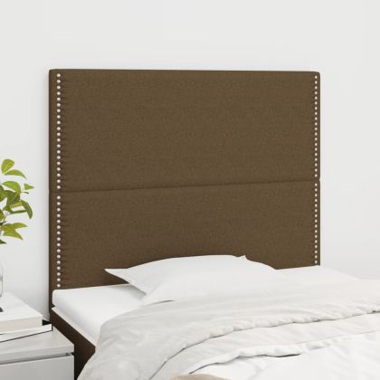 Горни табли за легло, 2 бр, тъмнокафяви, 100x5x78/88 см, плат
