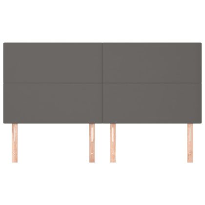 Табла за легло, сива, 180x5x118/128 см, изкуствена кожа