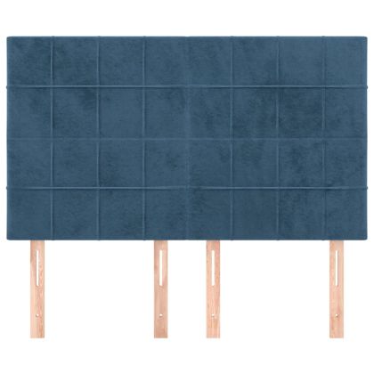 Табла за легло, тъмносиня, 144x5x118/128 см, кадифе