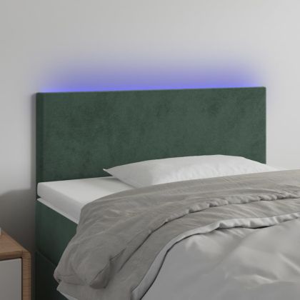 LED горна табла за легло, тъмнозелена, 100x5x78/88 см, кадифе