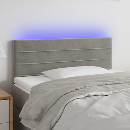 LED горна табла за легло, светлосива, 80x5x78/88 см, кадифе