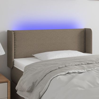 LED горна табла за легло, таупе, 83x16x78/88 см, плат