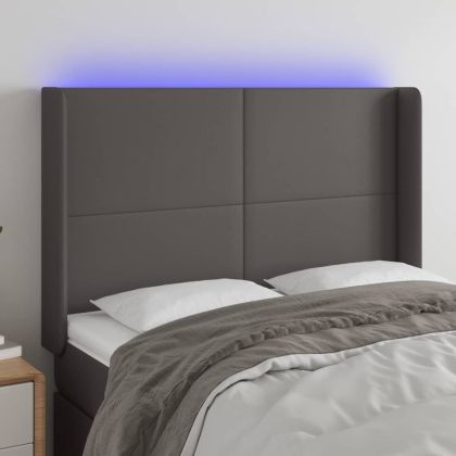 LED горна табла за легло, сива, 147x16x118/128 см