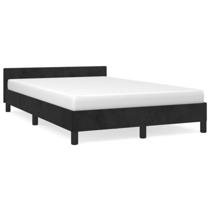 Рамка за легло с табла, черна, 120x190 см, кадифе
