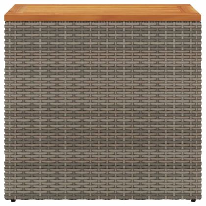 Градинска маса с дървен плот сива 58x27,5x55 см полиратан