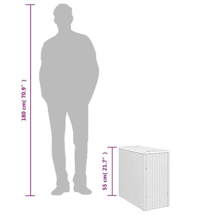 Градинска маса с дървен плот сива 58x27,5x55 см полиратан