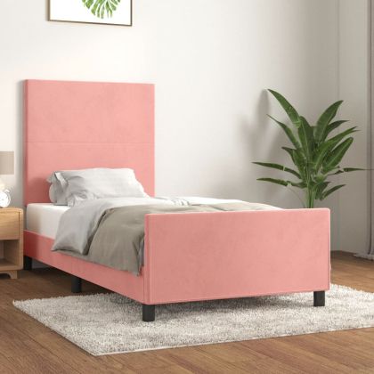 Рамка за легло с табла, розова, 80x200 см, кадифе