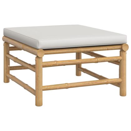 Градински лаундж комплект, 12 части, сиви възглавници, бамбук