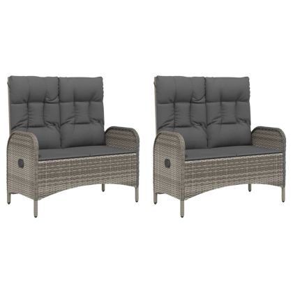 Градински трапезен комплект 5 части с възглавници сив полиратан