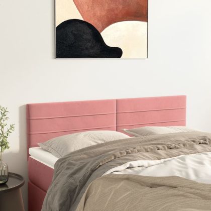 Горни табли за легло, 2 бр, розова , 72x5x78/88 см, кадифе