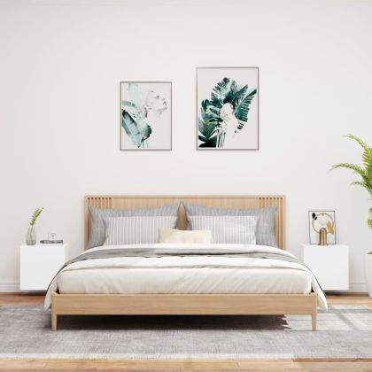 Стенни ТB шкафове, 2 бр, бели, 40,5x30x40 см, инженерно дърво