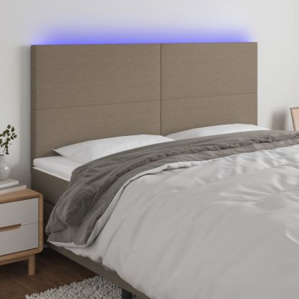 LED горна табла за легло, таупе, 160x5x118/128 см, плат