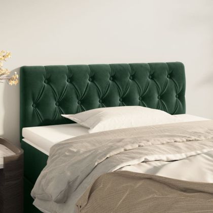 Горна табла за легло, тъмнозелена, 90x7x78/88 см, кадифе