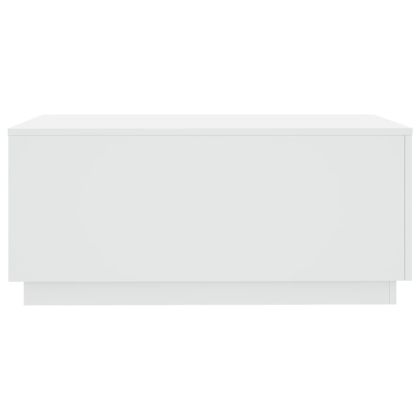 Маса за кафе с LED осветление, бяла, 90x50x40 см