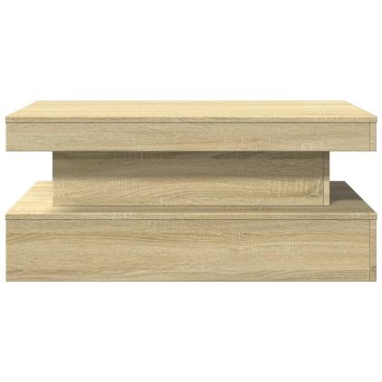 Маса за кафе с LED осветление, сонома дъб, 90x50x40 см