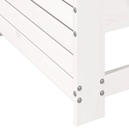 Градински диван с подлакътник, бял, 69x62x70,5 см, бор масив