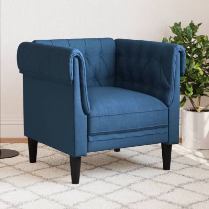 Честърфийлд кресло, синьо, текстил