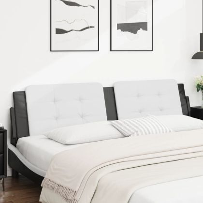 Мека табла за легло, бяла и черна, 200 см, изкуствена кожа