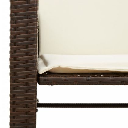 2-местен градински диван с маса и табуретки кафяв полиратан