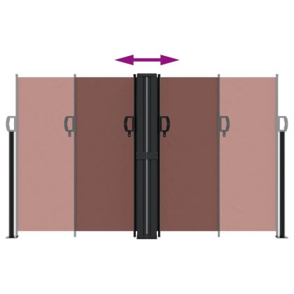 Прибираща се странична тента, кафява, 140x1200 см