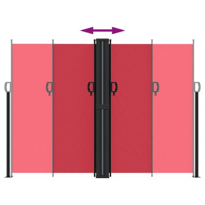 Прибираща се странична тента, червена, 180x1200 см