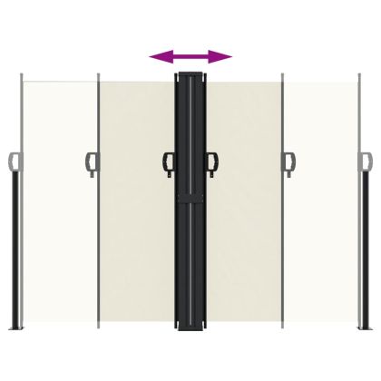 Прибираща се странична тента, кремава, 180x1200 см