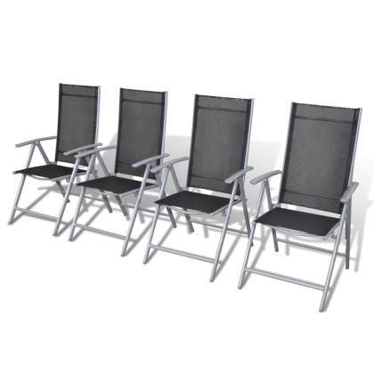 Сгъваеми градински столове, 4 бр, алуминий