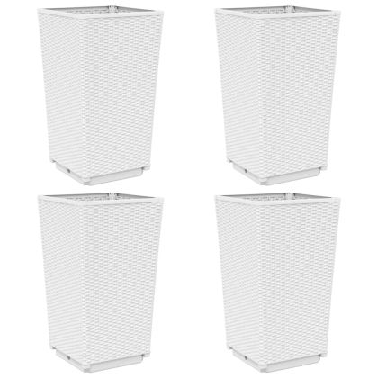 Градински кашпи, 4 бр, бели, 32,5x32,5x57 см, PP