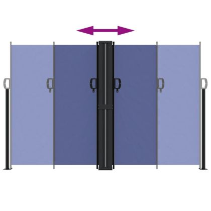 Прибираща се странична тента, синя, 160x1200 см