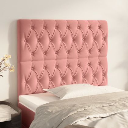 Горни табли за легло, 2 бр, розова, 90x7x78/88 см кадифе