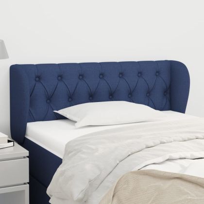 Горна табла за легло с уши, синя, 93x23x78/88 см, плат