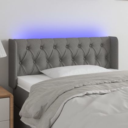 LED горна табла за легло, тъмносива, 103x16x78/88 см, плат