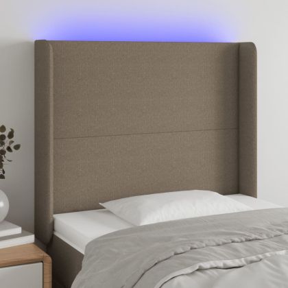 LED горна табла за легло, таупе, 103x16x118/128 см, плат