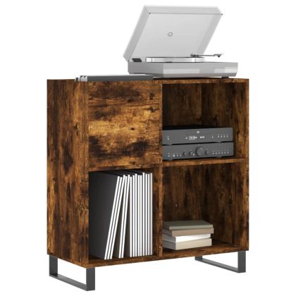 Шкаф за винилови плочи опушен дъб 84,5x38x89 см инженерно дърво