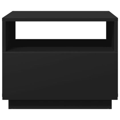 Маса за кафе с LED осветление, черна, 50x49x40 см
