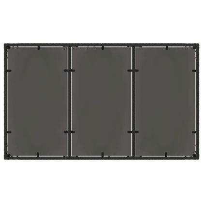 Градинска маса със стъклен плот черен 150x90x75 см полиратан