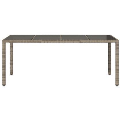 Градинска маса със стъклен плот черен 190x90x75 см полиратан