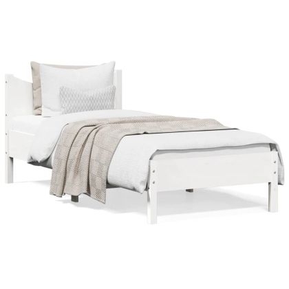 Рамка за легло без матрак, бял, 90x200 см, бор масив