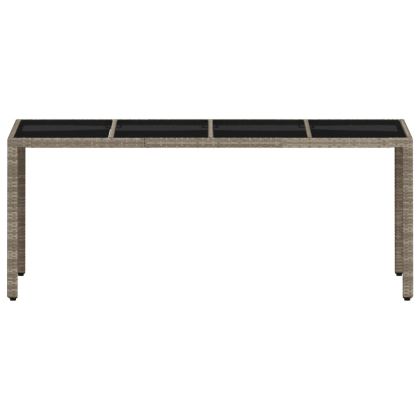 Градинска маса стъклен плот светлосива 190x90x75 см полиратан