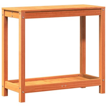 Маса за разсаждане с рафт восъчнокафяв 82,5x35x75 см бор масив