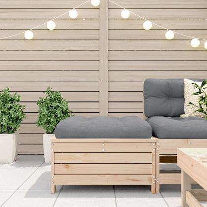 Градинска табуретка с възглавница, борова дървесина масив