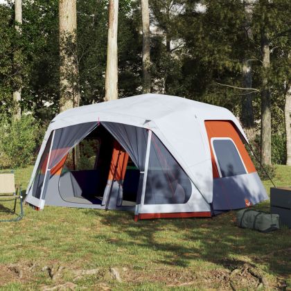 Семейна палатка с LED 10-местна сив-оранжев бързо освобождаване