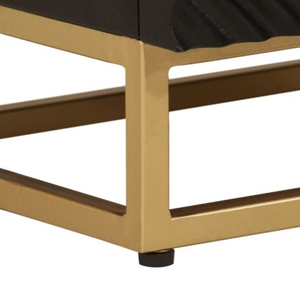 Нощно шкафче, черно, 40x30x50 см, мангово дърво масив и желязо