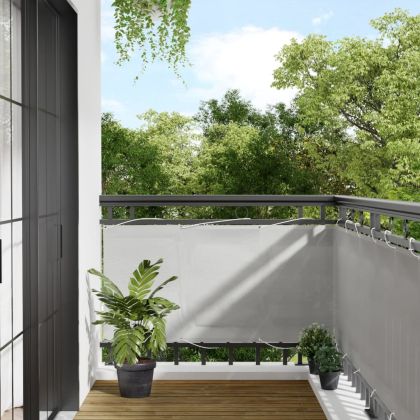 Балконски параван, светлосив, 75x600 см, 100% полиестер оксфорд